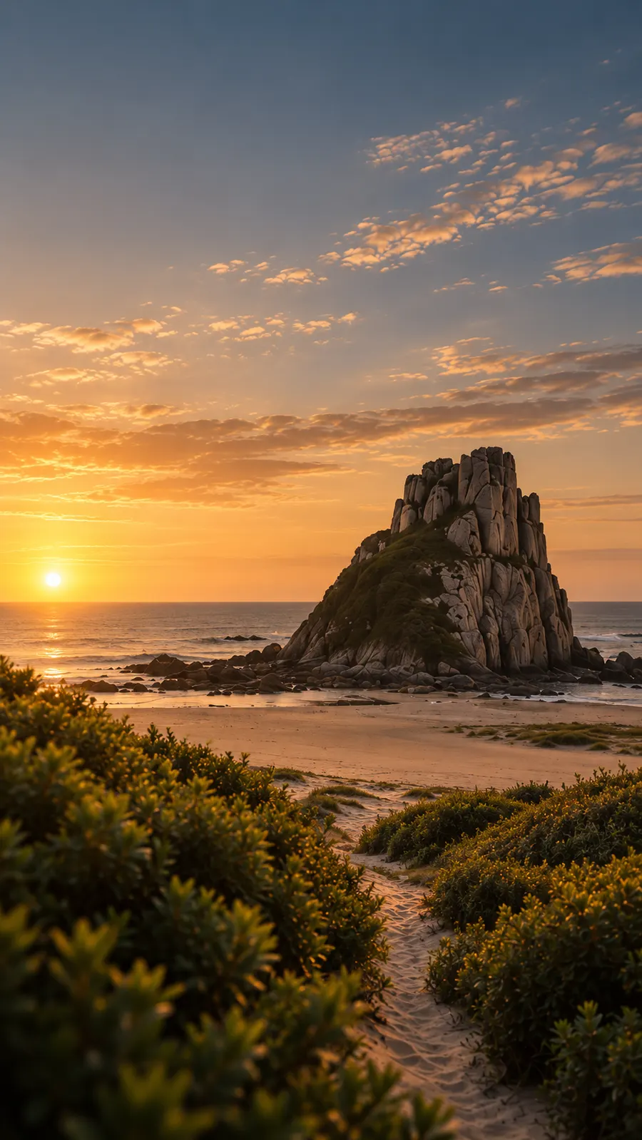 Pedra da Guarita, em Torres, ao pôr do sol